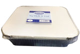 ESSENTIAL HOUSEWARES SQUARE FOIL DISH 24CM X 24CM  WITH LIDS 4/PK. FPDSQAL