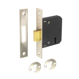 SECURIT S1816 3 LEVER DEAD LOCK NICKLE PLATED 63MM WITH 2 KEYS. MP-S1816