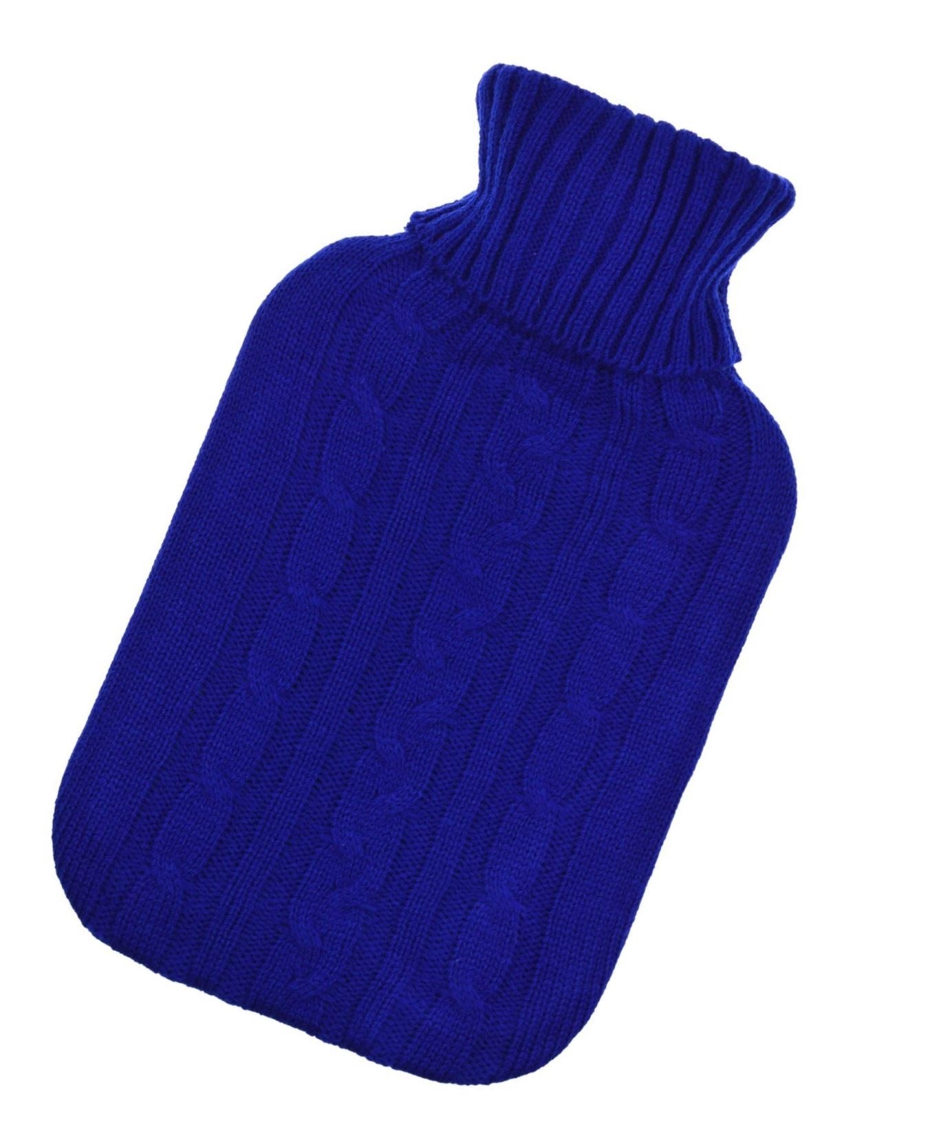 2 LITTER HOT WATER BOTTLE KNITTED COVER BLUE. FA75461_BLUE