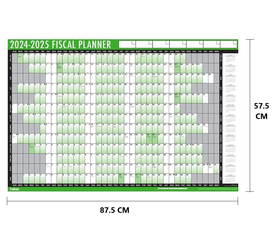 TALLON FISCAL WALL PLANNER 2024 - 2025. TA3800