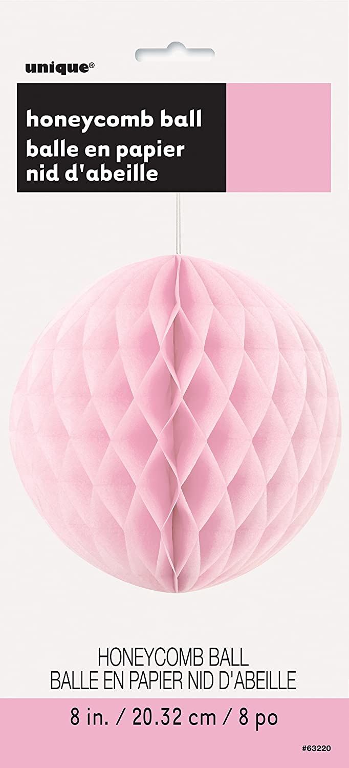 UNIQUE PARTY TISSUE PAPER HONEYCOMB / POM POM 8 INCH / 20CM - BABY PINK. UNI63220