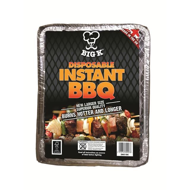BIG K DISPOSABLE SMALL INSTANT BBQ 31CM X 25CM. DB01