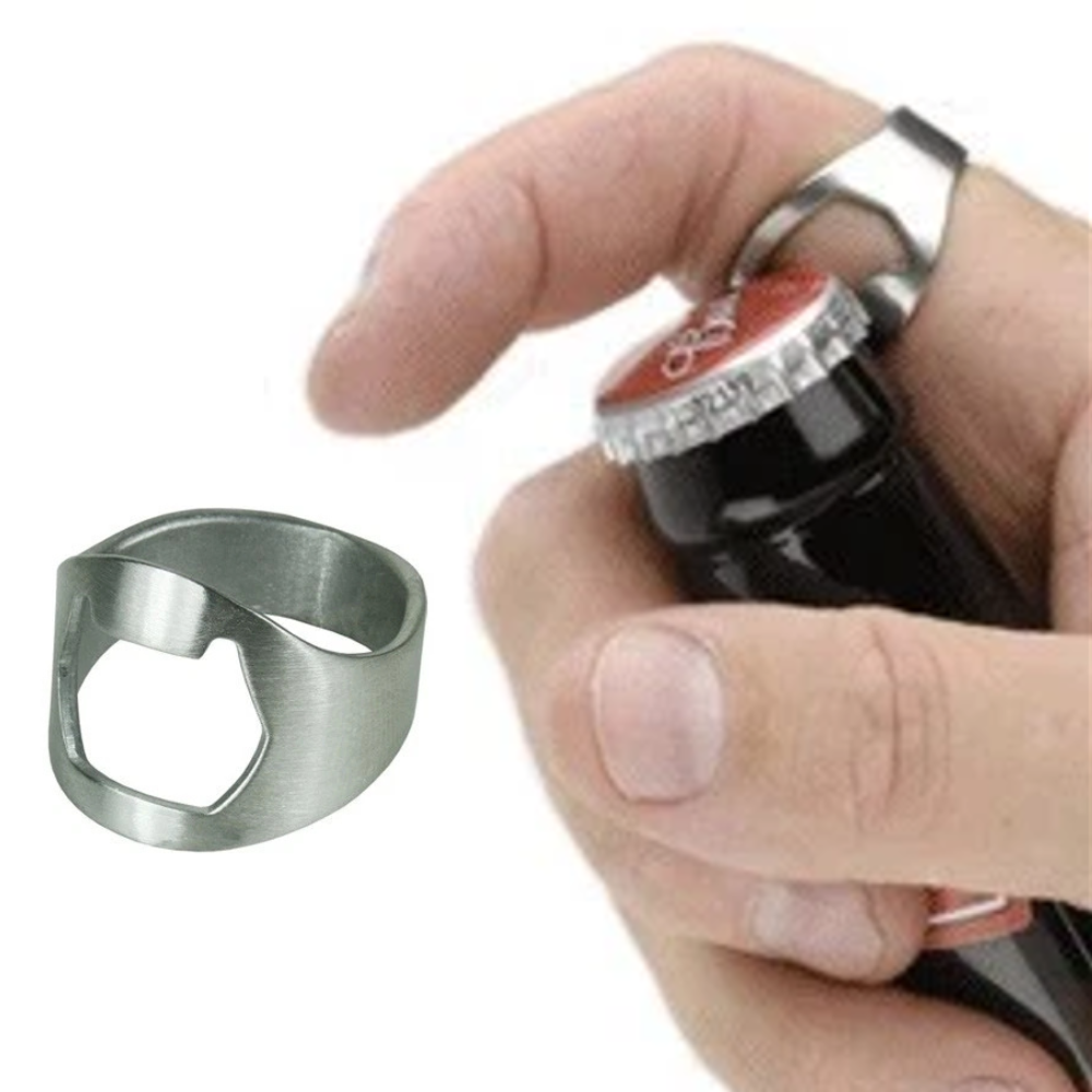 HANDY SILVER CHROME STAINLESS STEEL BAR FINGER BOTTLE OPENER. 79502922