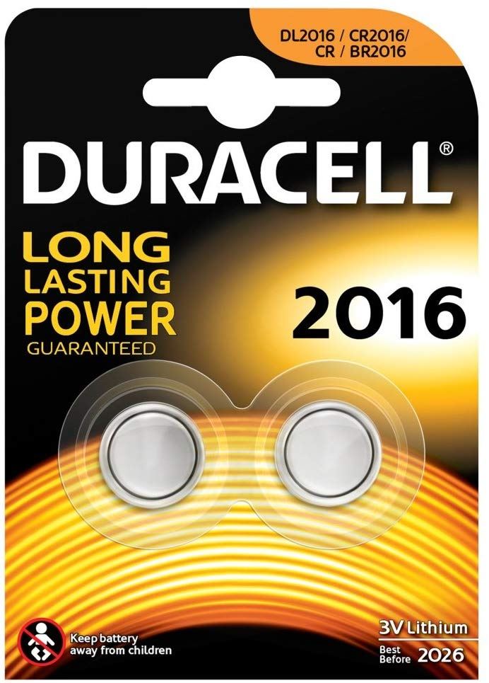 DURACELL DL2016 CR2016 ECR2016 LITHIUM COIN CELL BATTERY 2/PK. DL2016B2